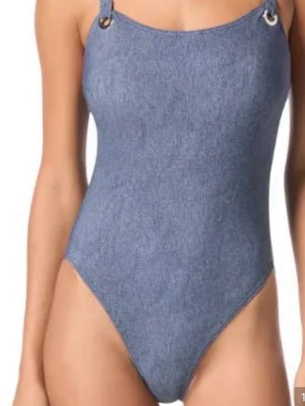 Michael Kors Denim-Look Navy One-Piece Swimsuit size 6 new with tags